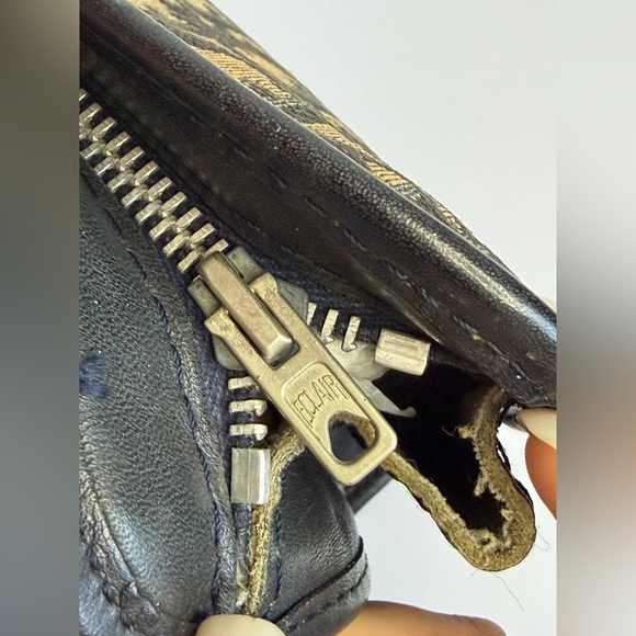 Vintage Christian Dior Large Clutch Bag in Navy Blue Trotter Jacquard Canvas - Picture 9 of 12